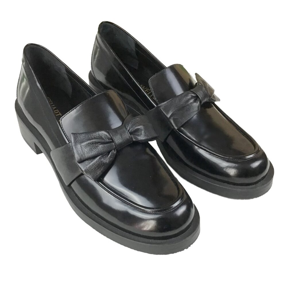 Stuart Weitzman Sofia Bold Leather Bow Loafers Nw… - image 4